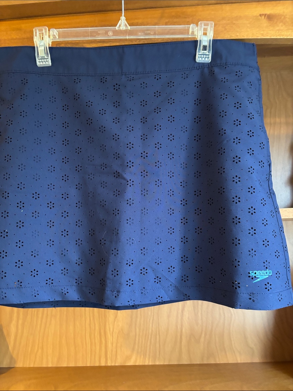 Speedo Dark Blue Eyelet Swim Skirt with Shorts L